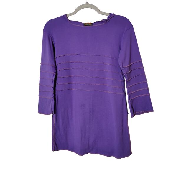 NWT Monkey Temple Himalayan Traditions Sz 4 (S) Purple Pointy Hooded Tunic Shirt - Picture 2 of 10
